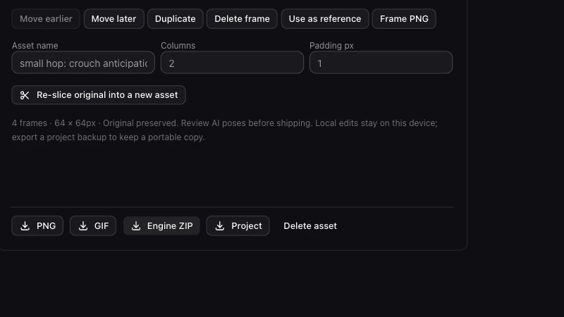 Real Sprite Sheet Maker export controls