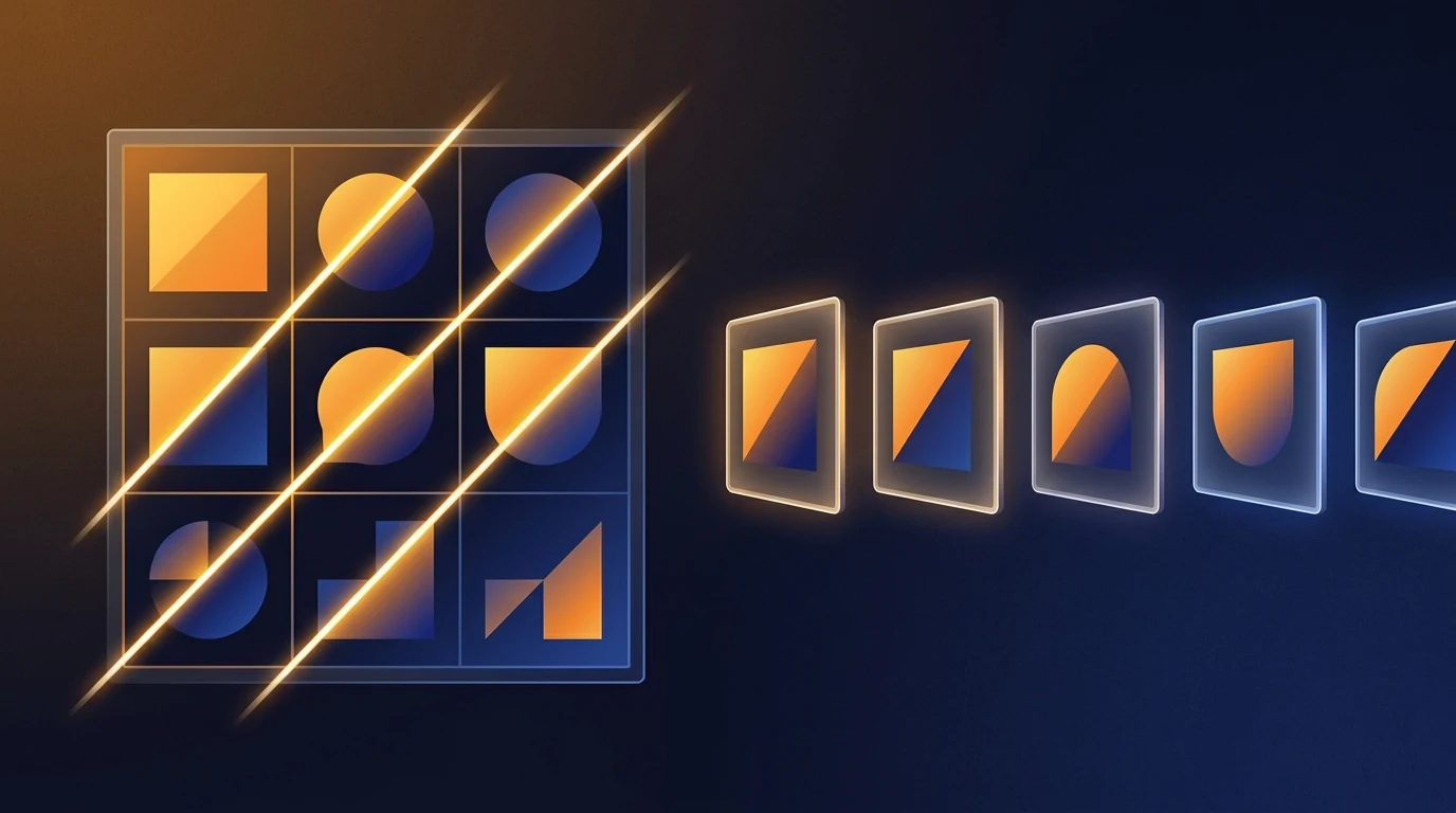 Illustration of a grid separated into individual image frames